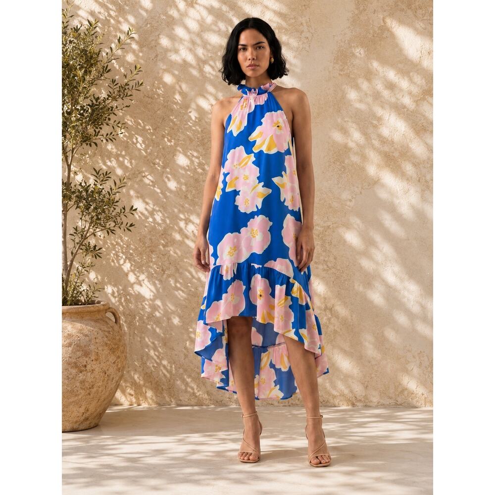 Umgee Tropical Floral High Low Maxi Dress Resort Vacation Boutique NWT Large